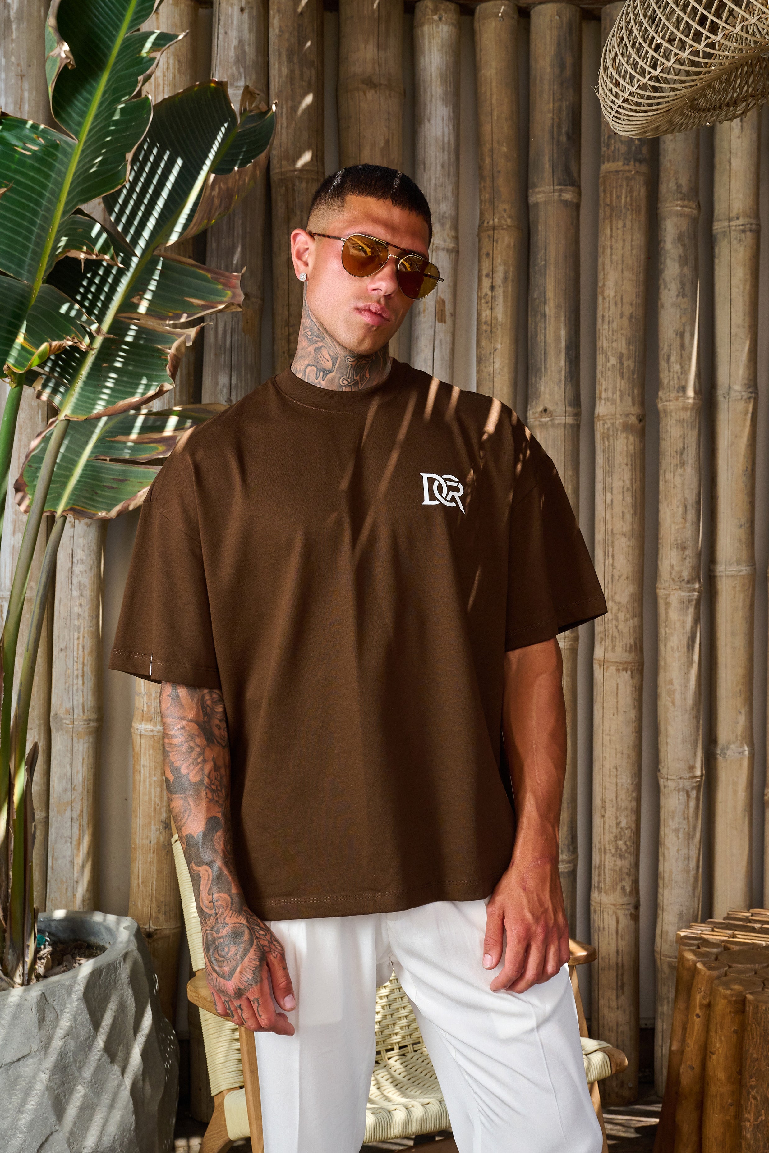 T-shirt oversize "The family Bound" - Brown