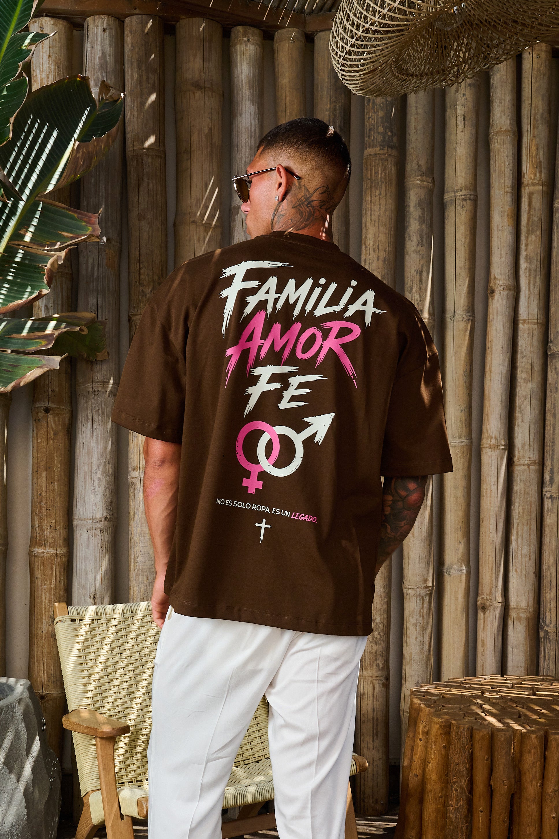 T-shirt oversize "The family Bound" - Brown